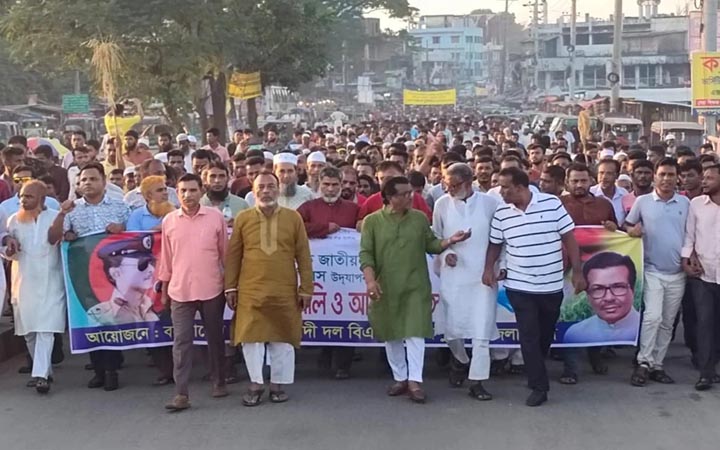 ফুলপুরে বিপ্লব ও সংহতি দিবসে বিএনপির মিছিল